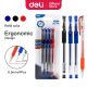 DAILY Gel Pen 0.5mm 2xBL, 1xBK, 1xRD Ink Transparent Barrel with Grip Blister Card 4's